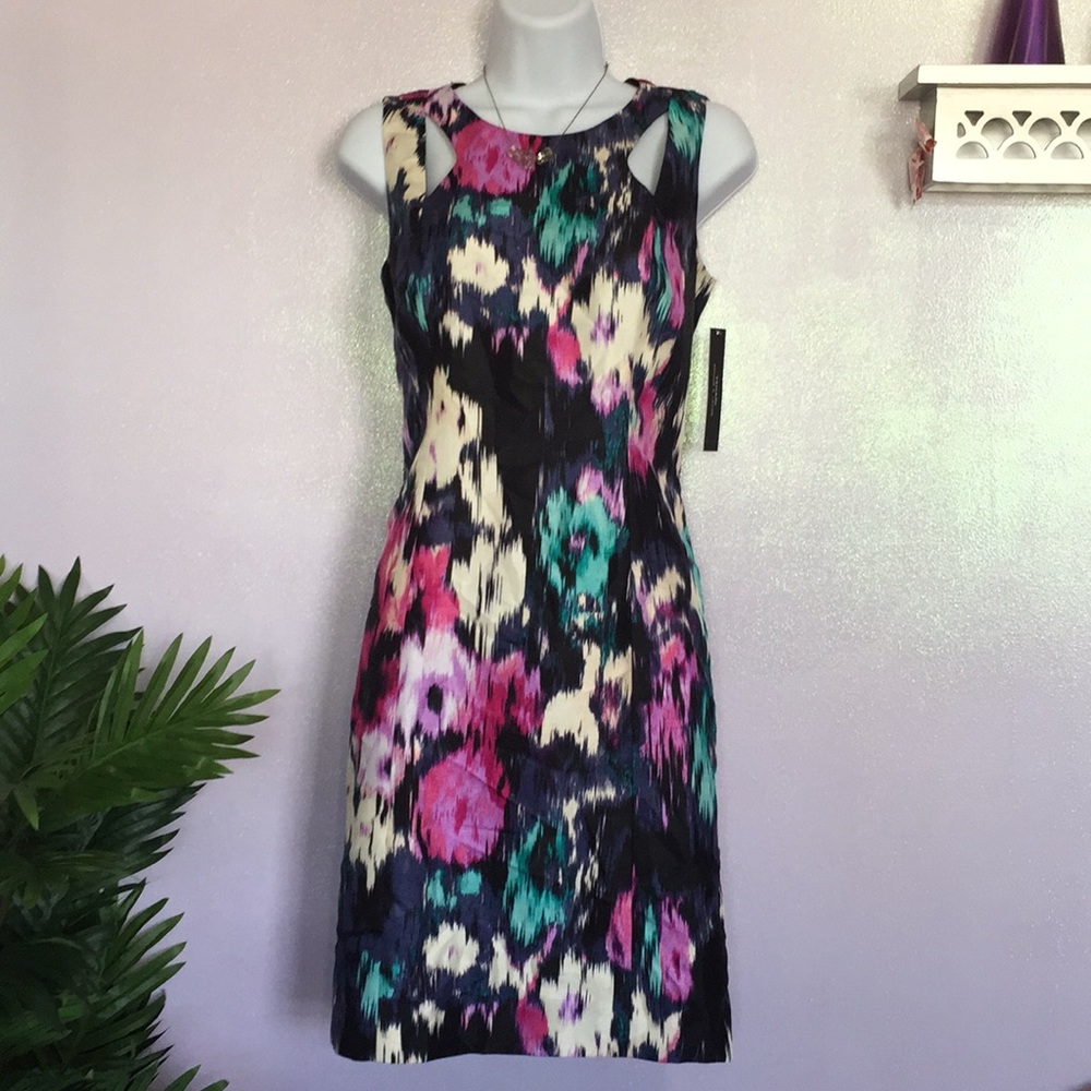 Tahari ASL Abstract Floral Sheath Dress NWT